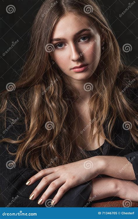 Portrait of a Girl with Sad Eyes Stock Image - Image of expression ...