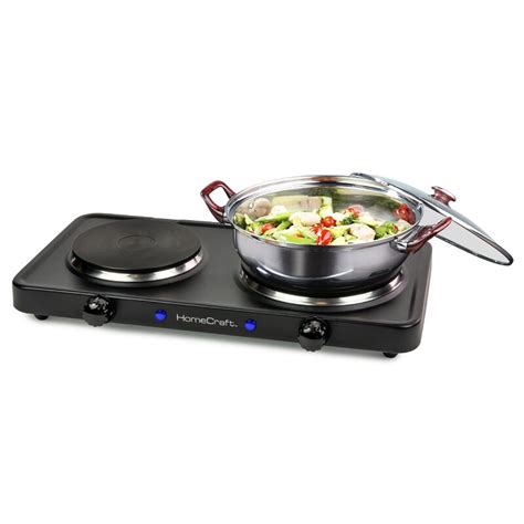 HomeCraft Portable Countertop Double Burner Hot Plate Electric Cooktop Watts Adjustable