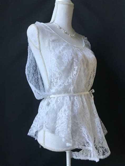 Vintage 1970s 1980s Snow White Lace Teddy Lingerie Gem