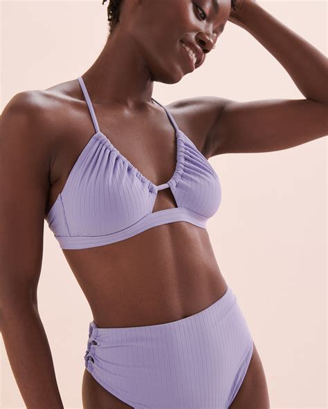 Tropik Sunset Ribbed Bralette Bikini Top Lilac Bikini Village