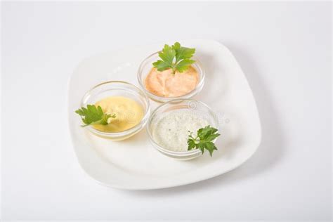 Three Different Sauces Stock Image Image Of Sauce Small 75628455