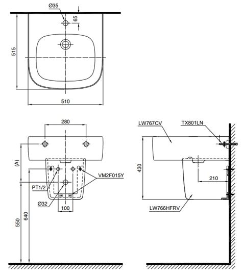 Bộ chậu rửa mặt lavabo TOTO LHT767CR treo tường chân ngắn Tuấn Đức