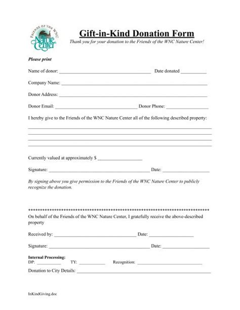 T In Kind Donation Form 46 Off Gbu