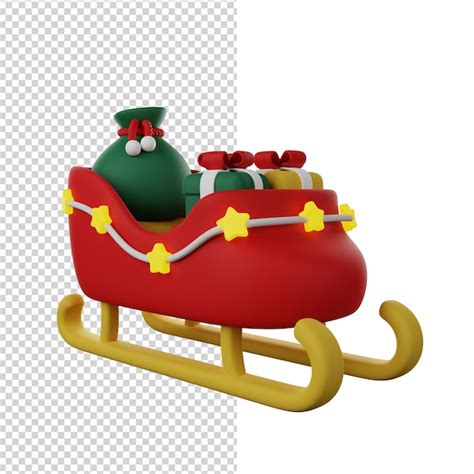 Premium Psd Santas Sleigh With Bag Of Presents 3d Render