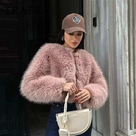 Trafza Autumn Winter Women Casual Faux Fur Jackets Fashion