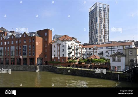 Buildings Along Bristol Floating Harbour In City Centre Uk Stock Photo
