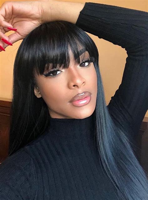 Long Straight Hair With Bangs Scalp Top Wig - BEYOU046