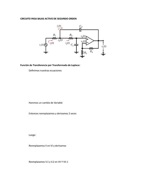 Filtro Pasa Baja Activo De Segundo Orden Circuito Pasa Bajas Activo