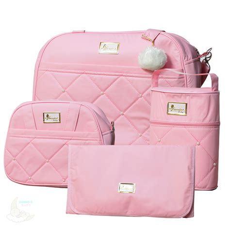 Kit Bolsa Maternidade Menina Bolsa de Bebê Rosa Bebê 4 Peças no Elo7