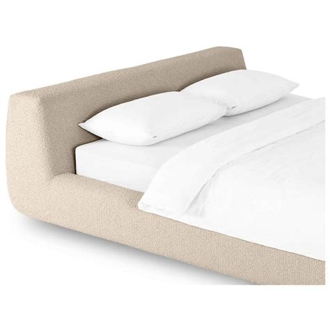 Кровать двуспальная со съемным чехлом букле 160х200 см бежевая Vatta ...