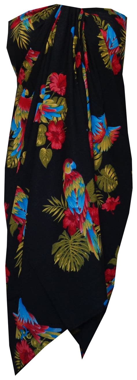 Alvish Plus Size Parrot Beach Swim Wraps Bathing Suit Sarong One Size Bikini Coverup Pareo Black