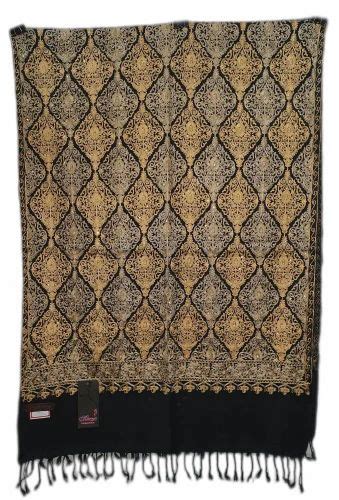 Heavy Matka Embroidery Woolen Stole With Stone Work 28 X 80 Inch At