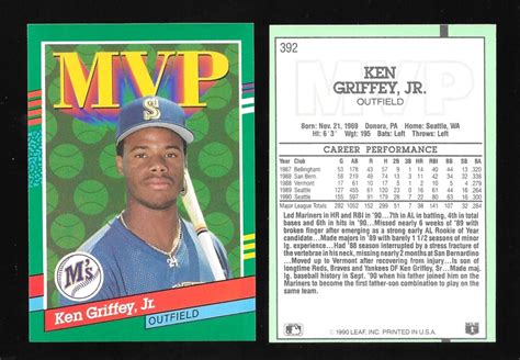 1991 Donruss Ken Griffey Jr Mvp Card 392 Ebay