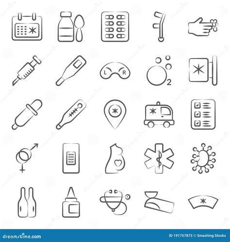 Medical Equipment Doodle Icons Pack Stock Vector Illustration Of