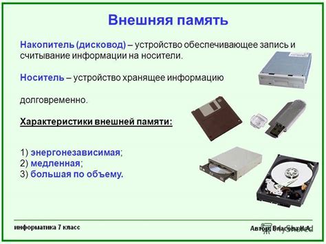 Устройства хранения информации: классификация, описание