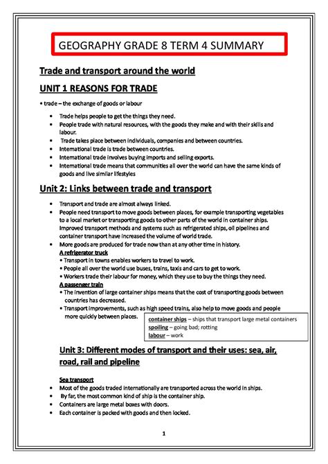 Social Sciences Geography Summary Gr Term Teacha