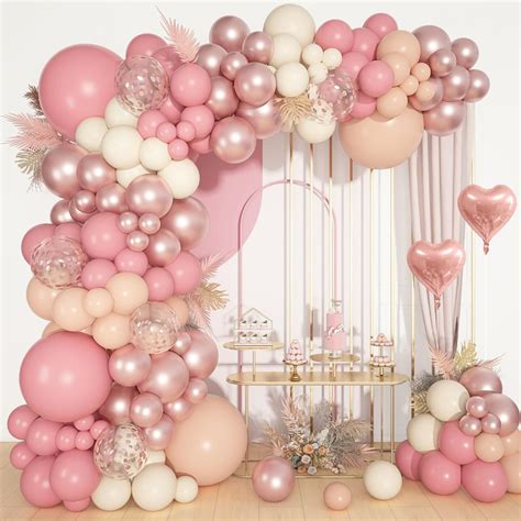 Life Dusty Pink Balloons Arch Kit Different Sizes Inch Blush Pink Rose Gold Nude