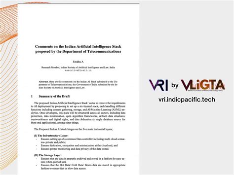 Comments On The Indian Artificial Intelligence Stack By The Department