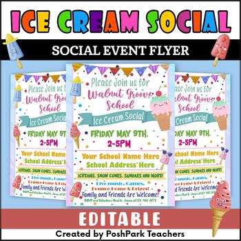 Diy Ice Cream Social Flyer Editable Ice Cream Social Invitation