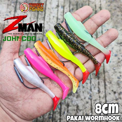 Jual Soft Lure ZMAN 8CM Lengkap Kail Worm Hook Umpan Casting Gabus