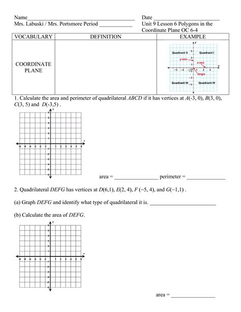 Unit 9 Lesson 6 Polygons In The Coordinate Plane Pdf