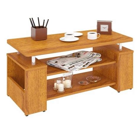 Engineered Wood Rectangular Light Brown Wooden Coffee Table With