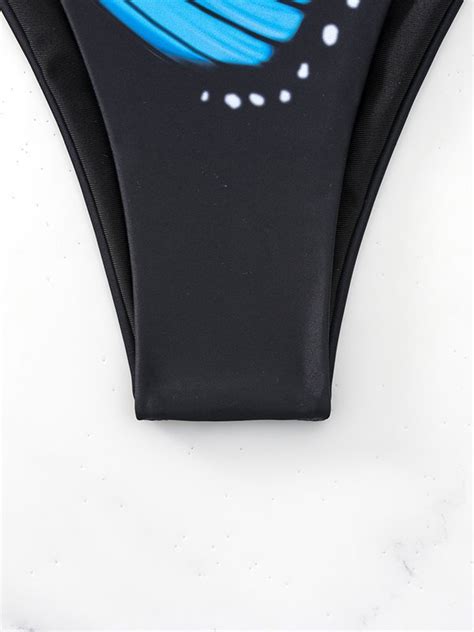 Emmiol Kostenloser Versand 2025 Blaues Schmetterlings String Bikini Set Blau S Von Bikinis Im