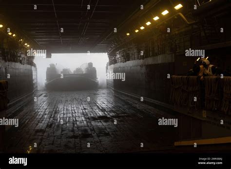 U S Navy Sailors With The Amphibious Dock Landing Ship Uss Green Bay