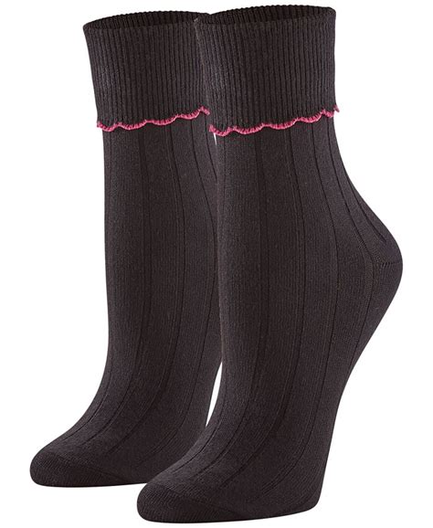 Hue Womens 3 Pack Scalloped Turncuff Crew Socks Macys