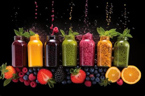 Premium Photo Squeezed Natural Juices Collage