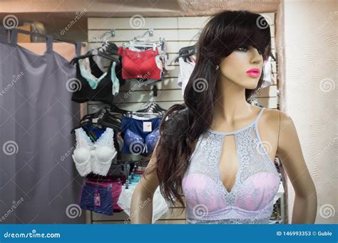 Female Mannequin In A Wig And In Underwear Show Off Lingerie Stock Image Image Of Mall