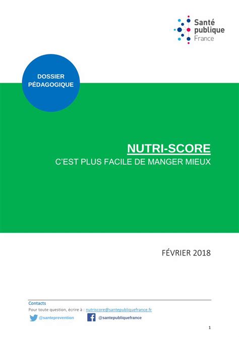 Pdf Dossier P Dagogique Nutriscore C Est Plus Facile De C