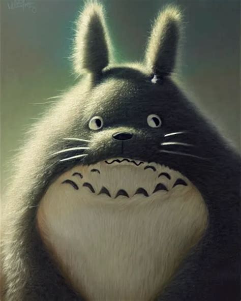 Portrait Of Real Life Totoro Hyperrealistic Very Stable Diffusion