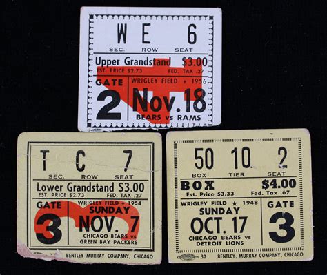 Lot Detail - 1948-56 Chicago Bears Ticket Stubs at Wrigley Field (Lot of 3)