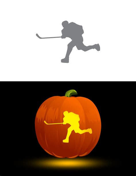 Printable Hockey Slapshot Pumpkin Stencil