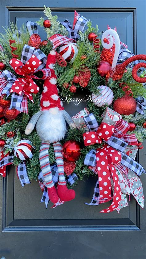 Gnome Christmas Wreath, Christmas Wreath, Whimsical Christmas Wreath ...