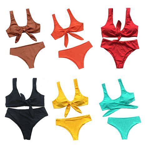Maillot De Bain Pcs Set Bikini Sum Ral Couleur Solide Push Up Classic Femme S Che Rapide Style