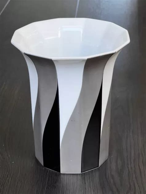 VASE PORZELLAN POLYGON Rosenthal Studio Line Tapio Wirkkala Weiß Silber