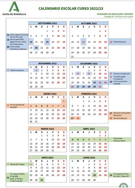 Calendario Escolar Huelva Para El Curso Educaciondivertida