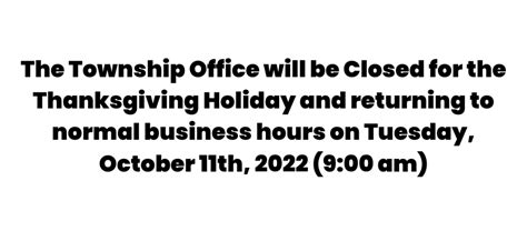Municipal Office Closed Thanksgiving Adelaide Metcalfe