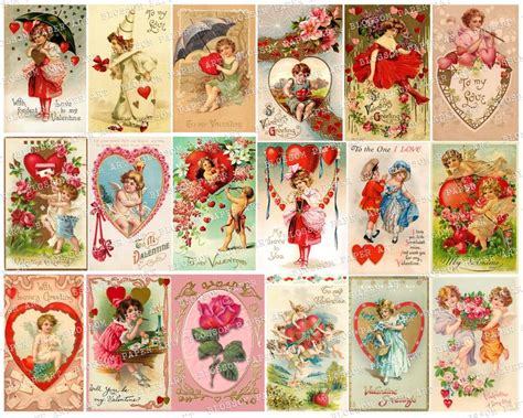 Vintage Valentine S Day Cards With Hearts Flowers And Cupid Angels In Them