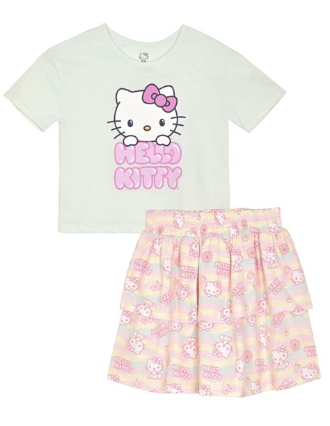 Hello Kitty Girls 2 Piece T Shirt And Skirt Set Multi 3t