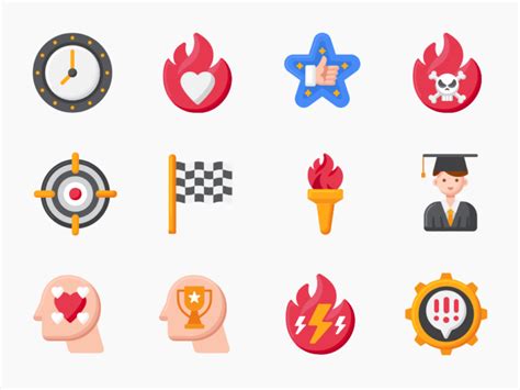 80 Motivation Icon Set Flat Icons