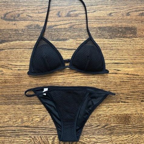 Victoria S Secret Swim New Victorias Secret Black Mesh Bikini Top Bottom Poshmark