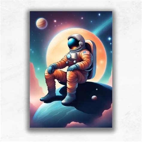 Placas Mdf Quadros Decorativos Astronauta Em Planeta Elo