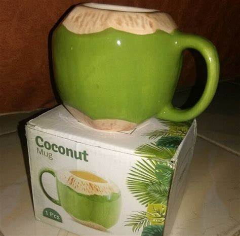 Mug Keramik Coconut Gelas Minum Model Kelapa Muda Lucu Unik Kekinian