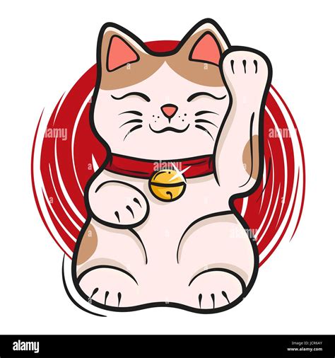Vector Illustration Of Maneki Neko Japanese Lucky Cat Fortune Symbol