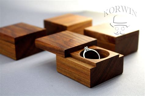 Modern Wood Engagement Ring Box From Oak. Elegant Proposal Ring Holder ...