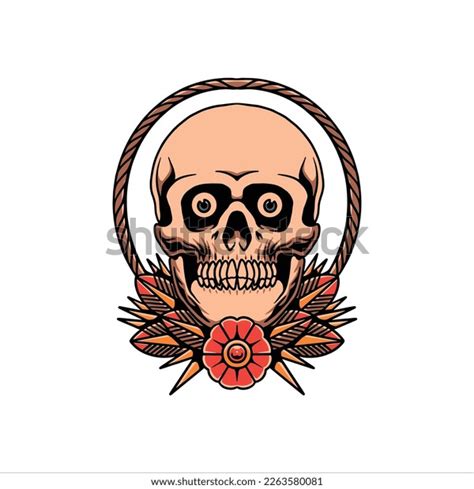 Vintage Skull Tattoo Vector Design Stock Vector (Royalty Free ...