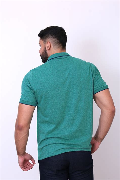 Camisa Polo Ogochi Mescla Essencial Slim Verde Turmalina